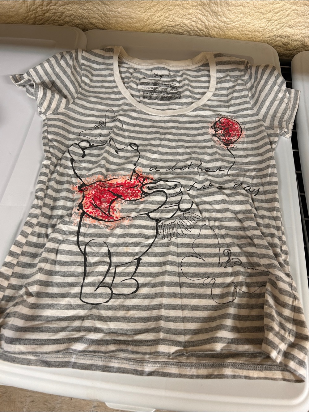 Disney Gray & White Striped graphic Tee